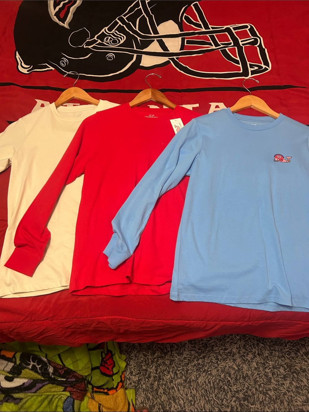 Kids Long-Sleeve Crew Neck Top - Red, Light Blue, White Vineyard Vine
